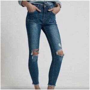 One x One Teaspoon High Waist Freebird II Distressed Stretch Fitted Jeans 28/6